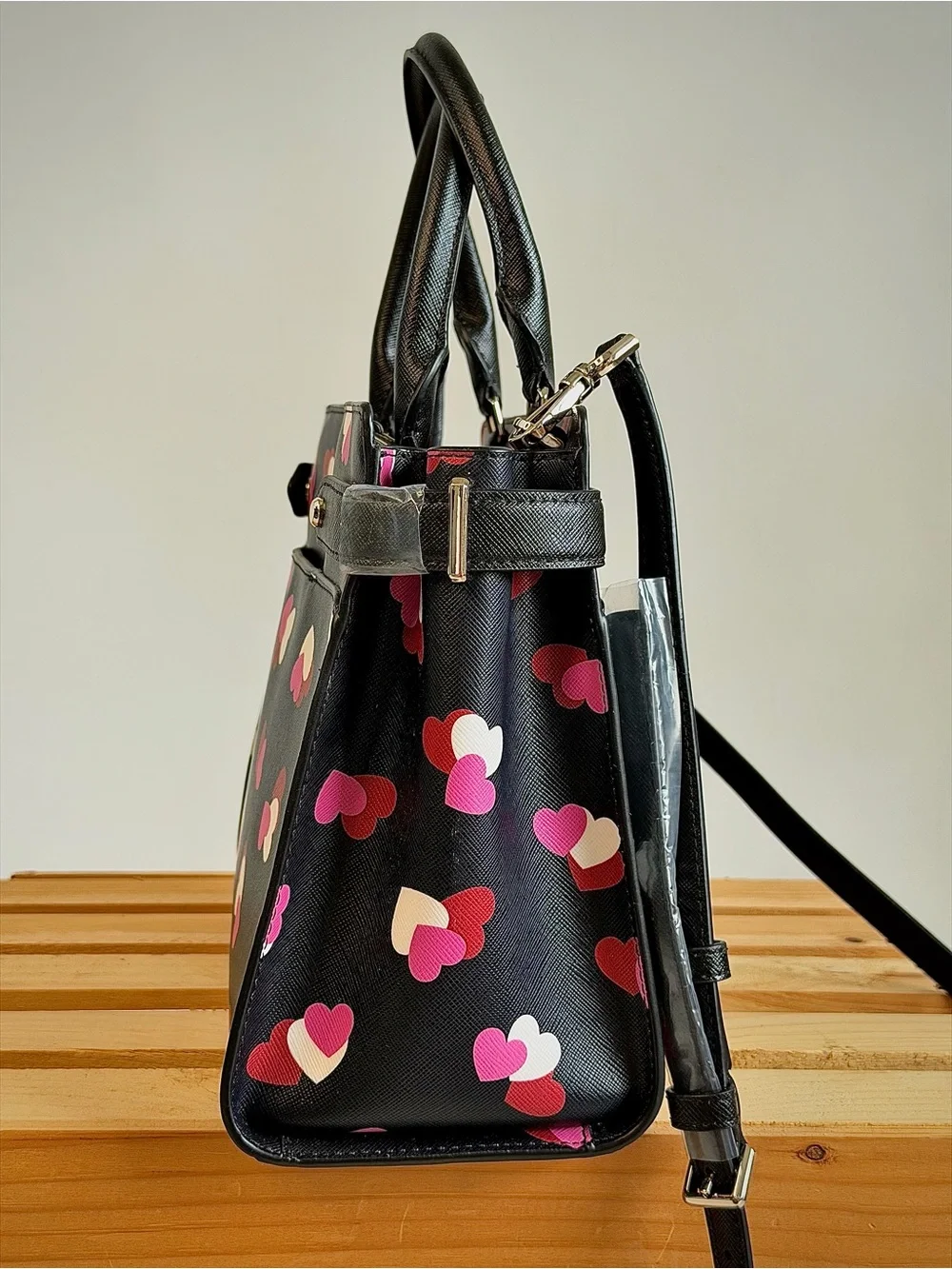 kate spade Black Multi Heart Print Satchel